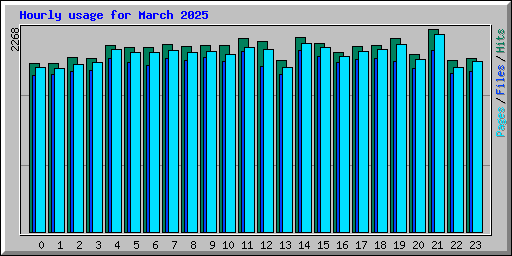 Hourly usage for March 2025